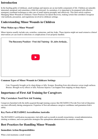 Handling Minor Wounds in Childcare: Ideal Practices for Quick Recuperation