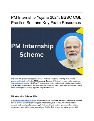 pm internship yojana 2024 bssc cgl practice