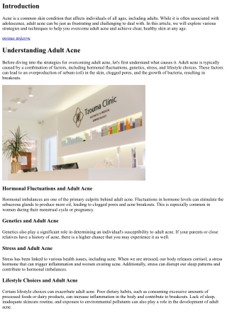 Overcoming Adult Acne: Strategies for Clear Skin at Any Age