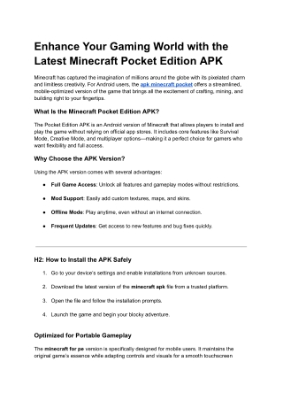 Enhance Your Gaming World with the Latest Minecraft Pocket Edition APK