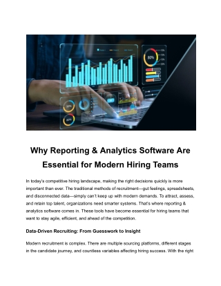 Why Reporting & Analytics Software Are Essential for Modern Hiring Teams
