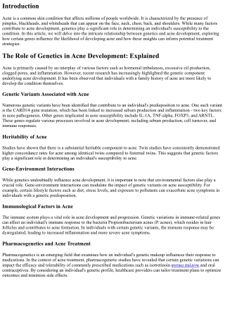 The Role of Genetics in Acne Development: Explained