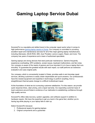 Gaming Laptop Service Dubai