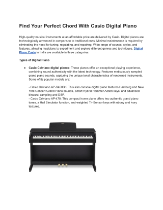 Find Your Perfect Chord With Casio Digital Piano
