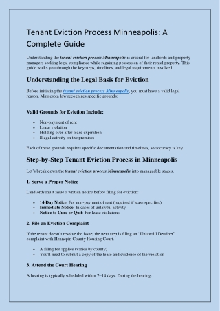 Tenant Eviction Process Minneapolis: A Complete Guide