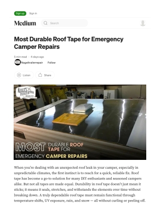 Strong Roof Tape for Fast Camper Roof Repair Michigan Jobs