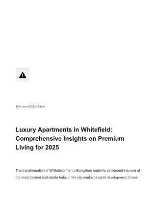 Luxury Apartments in Whitefield