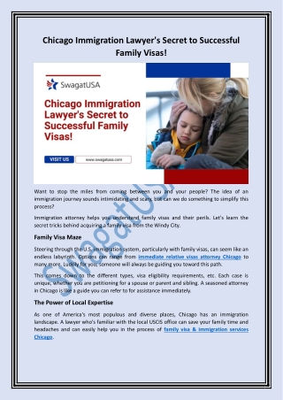 Chicago Immigration Lawyer's Secret to Successful Family Visas!