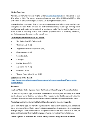 Water Bottle market  Size, Share, Future Trends, 2032