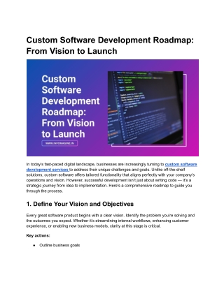 Custom Software Development Roadmap_ From Vision to Launch