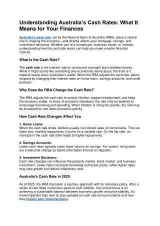 Understanding Australia’s Cash Rates What It Means for Your Finances