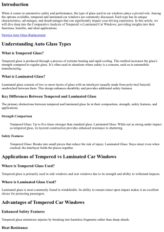 Comparative Analysis of Tempered vs Laminated Car Windows