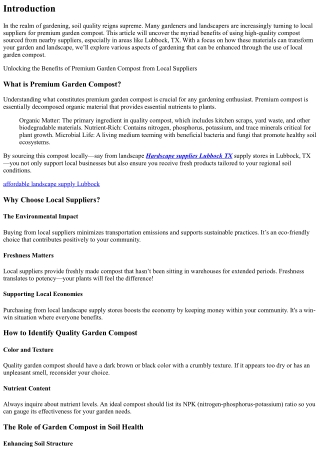 Unlocking the Benefits of Premium Garden Compost from Local Suppliers