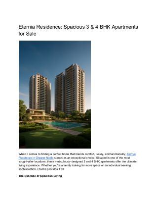 Eternia Residence_ Spacious 3 & 4 BHK Apartments for Sale