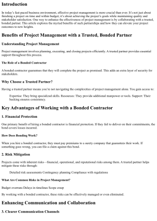 Benefits of Project Management with a Trusted, Bonded Partner