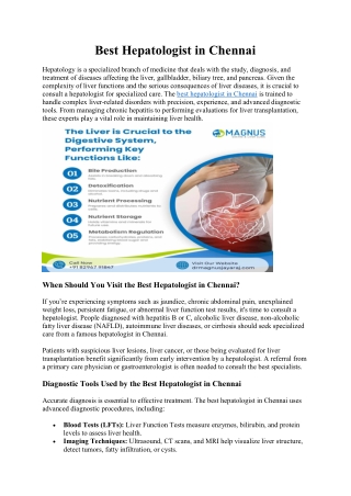 Best Hepatologist in Chennai