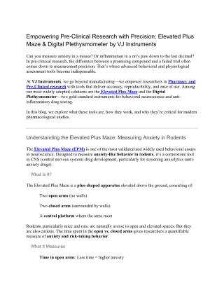 Elevated Plus Maze & Digital Plethysmometer by VJ Instruments