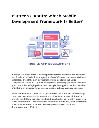 Flutter vs. Kotlin: Which Mobile Development Framework Is Better?
