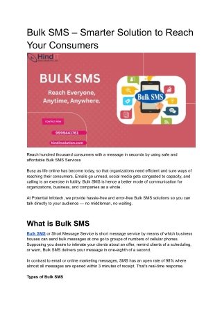 bulk sms smarter solution to reach your consumers