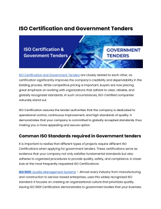 ISO Certification and Government Tenders