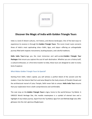 Discover the Magic of India with Golden Triangle Tours