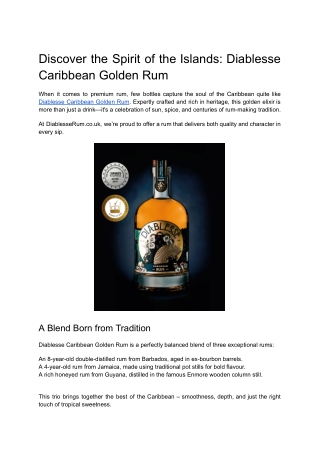 Discover the Spirit of the Islands_ Diablesse Caribbean Golden Rum