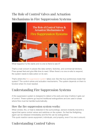 The Role of Control Valves and Actuation Mechanisms in Fire Suppression Systems