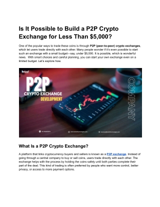 p2p crypto exchange development company