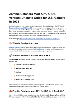 Zombie Catchers Mod APK & iOS Version_ Ultimate Guide for U