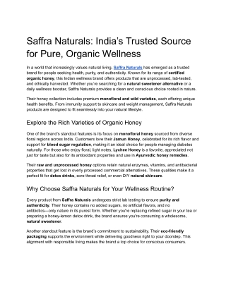 Saffra Naturals_ India’s Trusted Source for Pure, Organic Wellness
