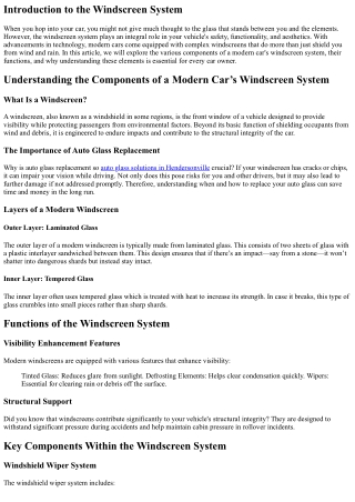 introduction to the windscreen system