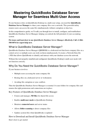 mastering quickbooks database server manager