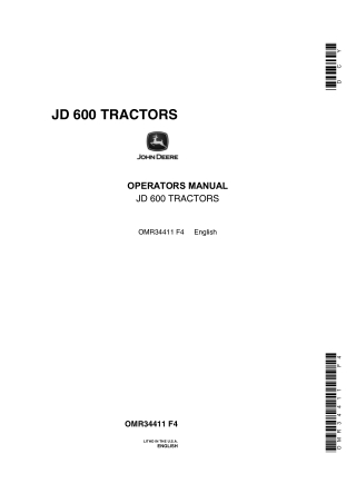 John Deere JD600 Tractors Operator’s Manual Instant Download (Publication No.OMR34411)