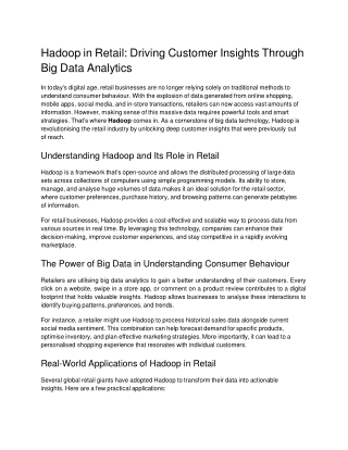 Hadoop in Retail_ Driving Customer Insights Through Big Data Analytics