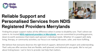 Reliable Support and Personalised Services from NDIS Registered Providers Merrylands