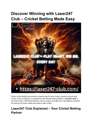 Discover Winning with Laser247 Club – Cricket Betting Made Easy
