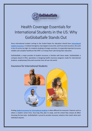 Health Coverage Essentials for International Students in the US Why GoGlobalSafe Stands Out