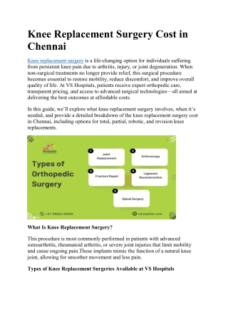 Knee Replacement Surgery Cost in Chennai