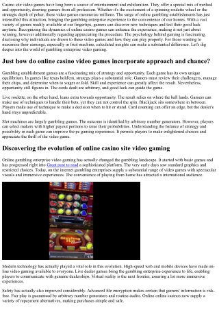 Gambling Casino  Video Games -  Uncovering the Thrills and  Techniques in  Trend