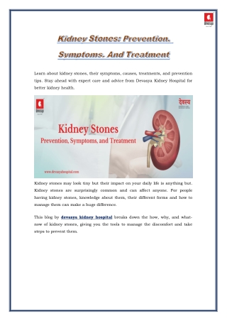 Kidney Stones: Prevention, Symptoms, And Treatment