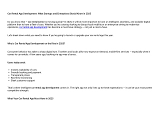 Car Rental App Development: What Startups and Enterprises Should Know in 2025