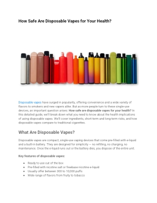 How Safe Are Disposable Vapes for Your Health