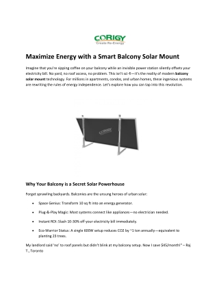 Efficient Balcony Solar Mounts for Residential Use in the USA - Corigy