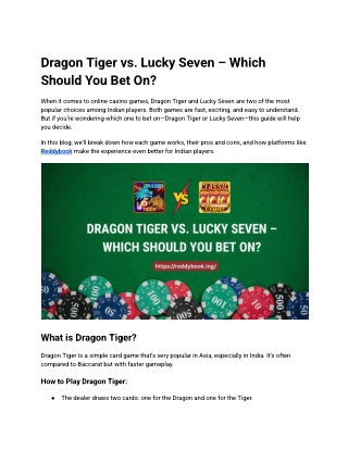 Dragon Tiger vs. Lucky Seven – Which Should You Bet On?