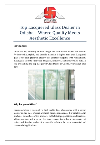 Top Lacquered Glass Dealer in Odisha – Where Quality Meets Aesthetic Excellence