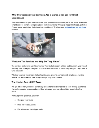 Why Professional Tax Services Are a Game-Changer for Small Businesses