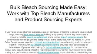 Bulk Bleach Sourcing Made Easy_ Work with Top Bleach Manufacturers and Product Sourcing Experts