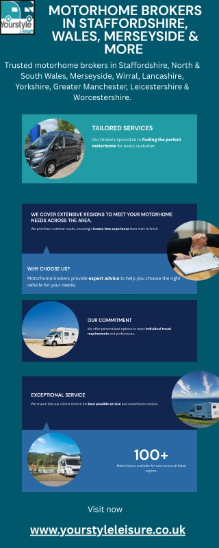Motorhome brokers in Staffordshire, Wales, Merseyside & more