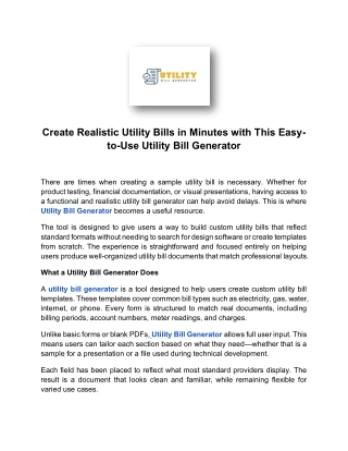 create realistic utility bills in minutes with