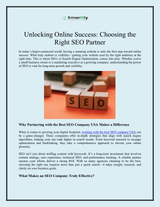 Unlocking Online Success Choosing the Right SEO Partner